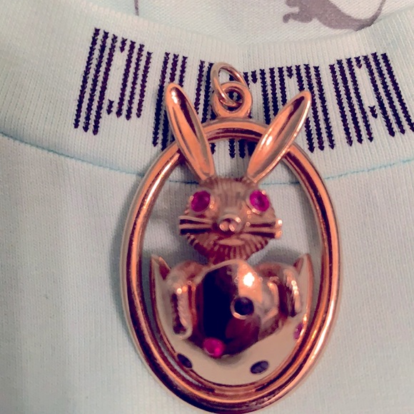 14K YG RUBY & SAPPHIRE RABBIT CHARM 15.4GR - Picture 2 of 13